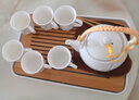 古笙记 防烫杯 景德镇陶瓷茶具套装家用茶壶茶杯现代简约中式手绘泡茶壶 白金梅花防烫茶具 含竹托盘 7件 实拍图
