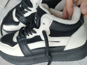 回力高帮女鞋2025新款秋冬季新款爆款加绒加厚二棉鞋子女休闲运动板鞋 米黑色/经典百搭【加绒保暖】 39 实拍图