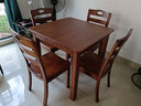 原声原代实木餐桌椅组合小方桌家用饭桌正方形小餐桌茶几桌四方桌子八仙桌 套装 胡桃色一桌四椅（911#椅） 正方形80*80*高75cm 实拍图