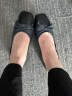Bata浅口单鞋女夏季商场新款羊皮粗跟通勤蝴蝶结单鞋6721DCQ3 蓝/黑 38 晒单实拍图