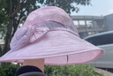 傲璐（AOLU）帽子女夏天冰丝遮阳帽中年妈妈防晒太阳帽中老年夏凉草帽母亲礼物 粉色 +防风绳 M(56-58cm) 实拍图