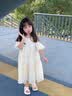 小野七天女童夏装连衣裙2024新款夏天裙子儿童露肩公主裙小女孩夏季雪纺裙 儿童米白连衣裙 120 实拍图