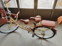 凤凰（PHOENIX） 自行车女男母子车可带娃双人车接送小宝宝孩子城市轻便代步单车 24寸亲子车米黄【加厚铝合金轮】 实拍图