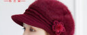 斯普琳兔毛线帽子女秋冬季时尚鸭舌帽冬天针织帽加绒加厚保暖妈妈护耳帽 酒红 实拍图