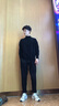 尤芮轲胖子大码240斤纯色针织衫毛衣男加肥加大码宽松胖春秋季圆领打底 黑色 3XL 150-170斤 实拍图
