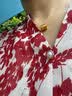 德玛纳红色连衣裙女休闲印花系带收腰显瘦气质V领雪纺裙 红色 M  实拍图