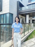 海澜之家（HLA）短袖衬衫女夏季款商务通勤纯色抗菌正装衬衣女装 【抗菌】浅蓝Y1 35 155/80A 实拍图