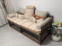 溪木工坊 新中式罗汉床推拉式实木沙发床两用老榆木客厅家具云栅 罗汉床+椰棕坐垫米白 实拍图