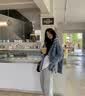 衣然呈品痞帅牛仔夹克男春秋季潮牌复古连帽宽松百搭潮流韩版假两件外套男 蓝色 L【建议120-135斤】 实拍图