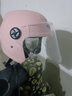 AD电动车头盔新国标认证男女士四季通用电瓶车安全帽女款冬季保暖围巾轻便半盔女款春秋款防护帽冬天 新国标【粉色】黑茶镜 实拍图