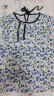 QIWN 香港潮牌复古碎花衬衫女夏季短袖年新款印花上衣设计感减龄百搭 蓝花色 2XL 晒单实拍图
