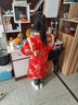 罗蒙女童红色旗袍加绒新年拜年服连衣裙新中式儿童过年演出服 红色150 实拍图
