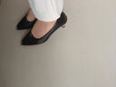 品牌断码尖头小皮鞋真软皮单鞋女2023春季新款细跟高跟工作鞋 黑色【5807跟高5厘米舒适皮面 38 标准尺码 实拍图