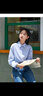 茵曼（INMAN）2025年春季新款长袖薄荷曼波衬衫女宽松通勤显瘦职业衬衣气质上衣 蓝紫色 -18518163 L 实拍图