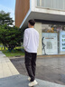 顶峰保罗（Dingfengbaoluo）纯棉美式男长袖圆领T恤休闲纯色宽松秋季打底衫SK260白色XL 实拍图