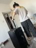 波尔盾（BAOERDEN）铝框行李箱男女大容量密码旅行箱万向轮20登机拉杆箱 墨黑 24英寸 托运箱-(隔层网兜+轻音轮) 实拍图