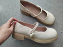 大东玛丽珍女鞋2025早春新款甜美吊坠气质粗跟套脚圆头小皮鞋0708 米色 3.5CM粗跟单鞋 38 实拍图