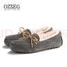 OZZEG澳洲豆豆鞋女冬季羊皮毛一体毛毛棉鞋平底防滑加绒保暖孕妇乐福鞋 灰色 36 实拍图