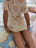 红豆女童睡裙纯棉春夏季薄款家居服儿童短袖套头睡衣A类Q3318橘色130 实拍图