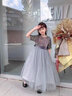 小咔衣浓儿童礼服公主裙花童婚纱小女孩生日主持人高端女童钢琴演出服秋季 灰色长款中袖01-C2 130 实拍图