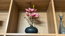 仿真玉兰花套装陶瓷花瓶桌面摆放花卉高档逼真花艺客厅餐厅装饰花 黑花瓶+玫红花 实拍图