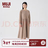 无印良品（MUJI）女式 法兰绒抽褶连衣裙 美拉德纯棉起毛宽松长裙子秋冬 BC08CC3A 浅灰棕色 S 155/80A 实拍图