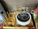 瓷牌茗茶具（cipaiming teaset） 电陶炉煮茶器煮茶壶茶炉家用小型电茶炉加厚耐热玻璃茶壶 竹柄壶+简约白炉6彩杯+架+托盘 实拍图
