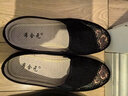 布舍元 单鞋女平底圆头妈妈鞋软底透气女士一脚蹬套脚懒人鞋中老年老人老北京布鞋女  210-1322 黑色 39 实拍图