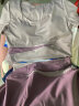 徽昂瑜伽服套装女拼色跑步健身衣运动套装春夏T恤含胸垫短袖长裤紫L 实拍图