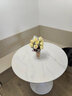 洽谈接待桌现代简约岩板小餐桌大理石奶茶店桌阳台休闲小圆形桌子 雪山白岩板+白色喇叭腿圆桌 80cm 直径（高75cm） 实拍图