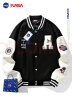 NASA LIKE官方潮牌外套春秋季植绒棒球服男女美式飞行员夹克大码男士上衣服 黑色 6XL（建议200-230斤） 实拍图