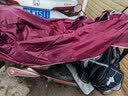 YOUYIFEI电动车雨衣加大加厚防暴雨成人摩托车雨披加长遮脚男士通用骑行 枣红（加厚提花牛津布）单人款4XL(适合中小型车) 实拍图
