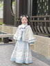 安妮优儿汉服女童秋冬季马面裙2025新款超仙古装儿童女孩唐装古风裙子冬款 蓝色 110 实拍图