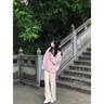 可茵休闲裤女装套装2025年秋冬新款小个子慵懒风穿搭针织毛衣阔腿裤子 9697粉色毛衣+阔腿裤 L 实拍图
