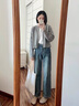 鹿依柠休闲裤女装套装2024秋冬新款韩版时尚百搭气质慵懒风显瘦阔腿裤子 灰色开衫+牛仔裤子 M 实拍图
