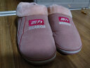 回力室内包跟男士棉拖鞋厚底保暖棉鞋冬季带后跟居家加绒拖鞋女冬 皮红色 40-41 标准码 实拍图