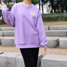 安踏小花卫衣 女春季加绒圆领套头衫保暖内搭运动上衣宽松休闲长袖 【后背满印】荷莲紫-2 S 晒单实拍图