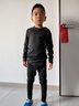 艾伦伯顿（Alen Botun）儿童紧身衣套装男速干散打训练女童足球高弹运动跑步篮球羽毛球服 黑黑加绒套装 130码（推荐120-130cm 40-50斤） 实拍图