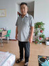 啄木鸟父亲节礼物两件套冰丝短袖t恤男爸爸夏季弹力中年凉感polo翻领衫 灰色+黑裤子 3XL ( 建议150-165斤 ) 实拍图