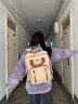 新潮代双肩包女士帆布休闲日韩大容量简约背包复古学院风情侣学生书包男 卡其色 实拍图