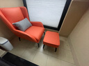 昊罔（HAOWANG）意式极简设计师沙发椅科技布客厅单人沙发轻奢懒人躺椅休闲老虎椅 【猫爪皮】橙红色+脚凳 实拍图