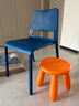 宜家（IKEA）帝奥多斯可堆叠白色餐桌椅凳子家用靠背现代简约塑料 蓝色 实拍图