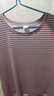 中老年女士秋衣春秋款韩版时尚妈妈款T恤减龄休闲宽松百搭单件上衣条纹大码女装2022新款200斤长. 粉色条纹 188 2XL 建议125-140斤 实拍图
