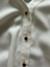 欧莎（OSA）V领半袖白色衬衫女夏季薄款衬衣职业高级感休闲通勤女士雪纺上衣 白色 L 实拍图