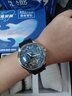 马克华菲（MARK FAIRWHALE）手表男士机械表全自动赛车系列双面镂空国表飞轮夜光防水潮流男表 银壳蓝面胶带款 实拍图