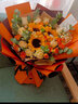 插画鲜花速递向日葵玫瑰混搭花束送女友老婆生日礼物全国同城配送 11朵香槟2朵向日葵混搭花束 实拍图
