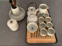 瓷牌茗茶具 汝窑茶具套装茶壶盖碗茶杯整套家用开片功夫茶具办公茶盘小套组 《御煌提梁壶盖碗》八杯大全套 实拍图