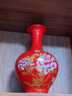 傲世景德镇陶瓷器红色花瓶工艺品客厅摆件家居博古架装饰品瓷瓶摆设 大号中国红牡丹赏瓶+底座 实拍图