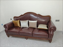 思美琢美式沙发复古实木真皮沙发头层牛皮广东佛山简美田园风格客厅家具 单人位 实拍图