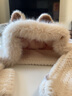 柠月静苼狐狸毛绒帽子围巾一体女秋冬季可爱骑车加绒保暖护耳帽学生日礼物 米色 实拍图